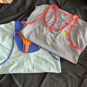 Adidas and Nike dry-fit racer back tops. Bundle of both tops.
